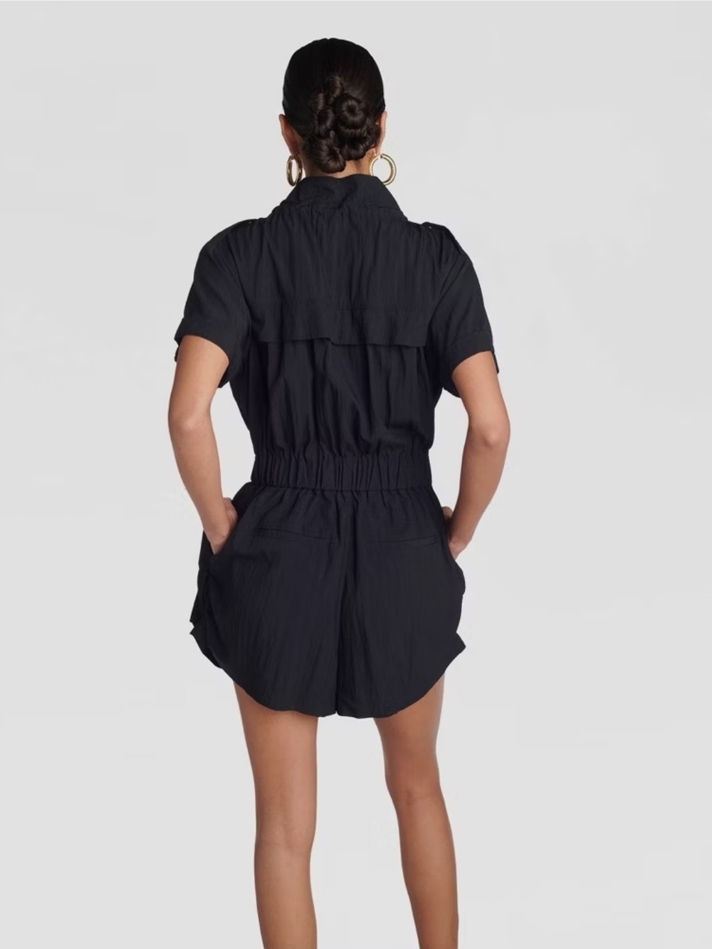 KBB by KAHLANA Short Sleeve The Utility Romper- Navy - Picture 2 of 4